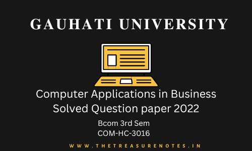 Computer Application in Business Solved Question Paper 2022 [Gauhati University BCom 3rd Sem]