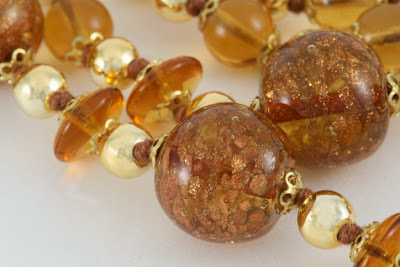 Amber Murano Beads with 22kt gold flecks