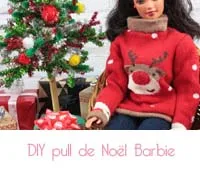 couture pull moche de Noël Barbie