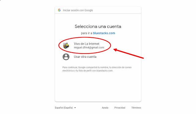 Seleccionar cuenta Google.