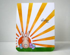 Stenciled Sun Ray Card using Newton's Nook Bunny Hop Stamps and My Favorite Things Sun Ray stencil