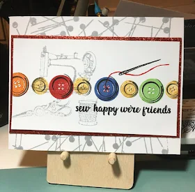 Sunny Studio Stamps: Cute As A Button Sew Happy We're Friends card by Bev Ohm  