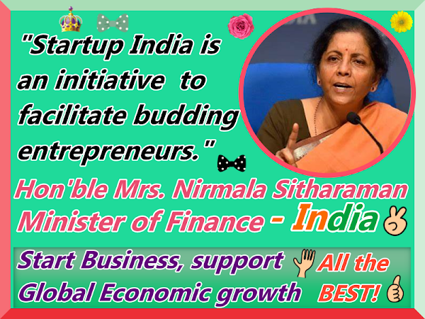 Honorable Nirmala Sitharaman quote on Startups in India