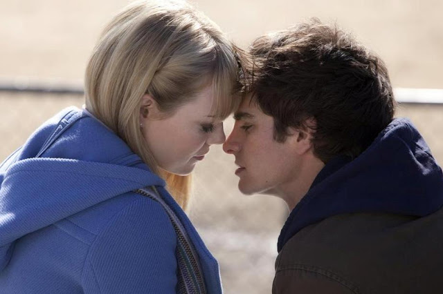 Andrew Garfield and Emma Stone in The Amazing Spider-Man 2012 Movie Kiss Scene
