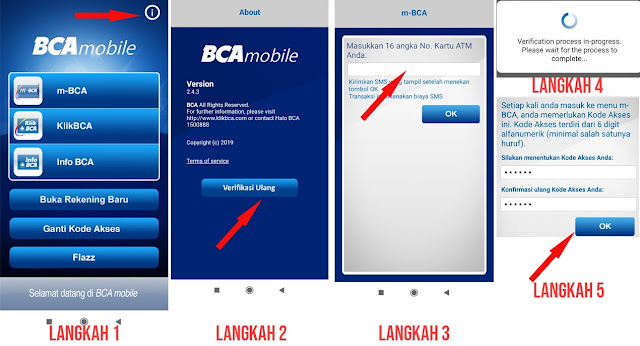 cara verifikasi ulang BCA Mobile melalui menu about