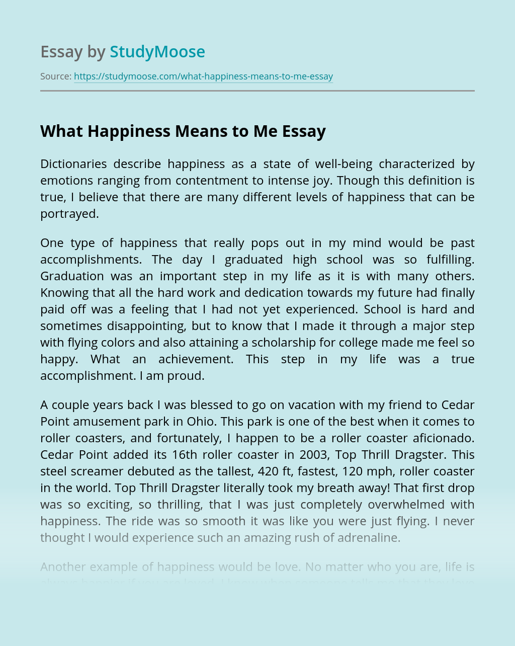 define happiness essay