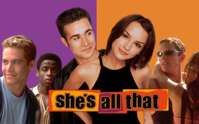 Freddie Prinze Jr. makes over Rachel Leigh Cook in 1999's popular Pygmalion-like teen rom-com, SHE'S ALL THAT