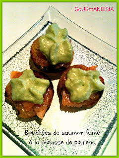 image Bouchées de saumon fumé à la mousse de poireau