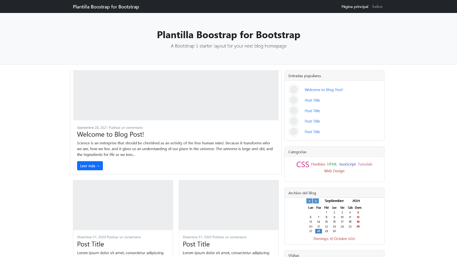 Plantilla Bootstrap para Blogger