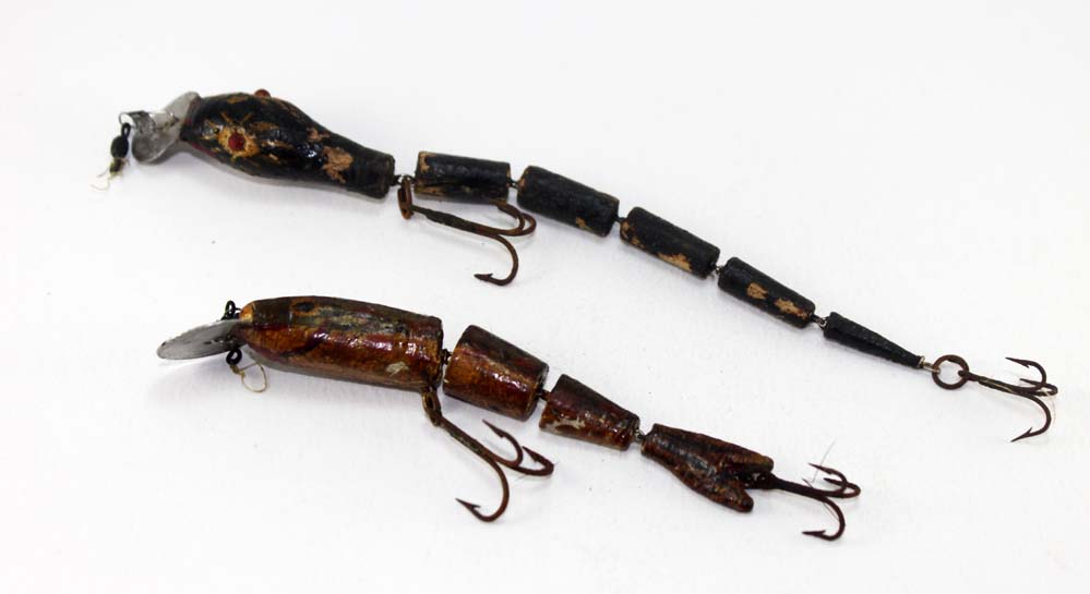 Chance's Folk Art Fishing Lure Research Blog: Interesting Folk Art Jointed  Snake and minnow Fishing Lure Pair