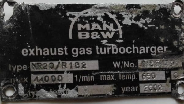 MAN B&W NR20/R182  TURBOCHARGER