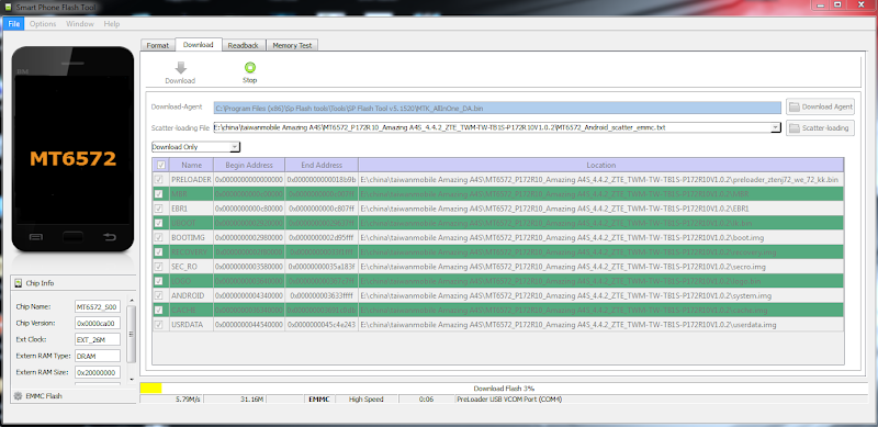 taiwanmobile Amazing A4S MT6572 rom flashtool ok 