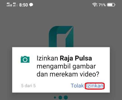 Izinkan Raja Pulsa Mobile Topup Mengambil gambar dan Merekam Video