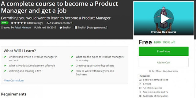 [100% Off] A complete course to become a Product Manager and get a job|Worth 200$