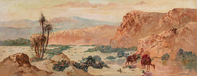 L'Oued - Paul Fenasse (Français - 1899-1976) - Huile sur toile marouflée sur panneau - 40,5x101cm