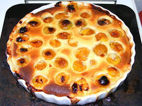 Mirabelle clafoutis. Cooked and photographed by Susan Walter. Tour the Loire Valley with a classic car and a private guide.