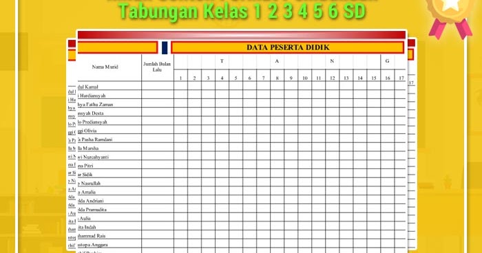 Inilah Contoh Format Pembukuan Tabungan Kelas 1 2 3 4 5 6 SD | Operator