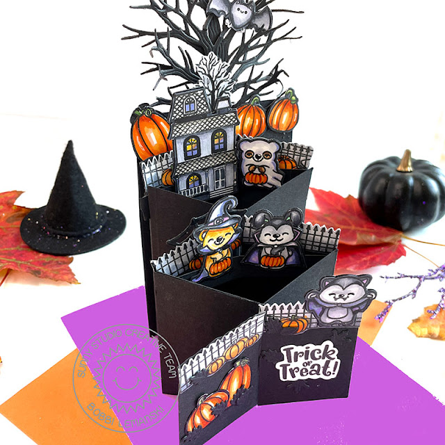 Sunny Studio Stamps: Too Cute To Spook Halloween Card by Bobbi Lemanski (featuring Fall Scenes, Autumn Tree Dies)