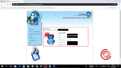 Jika berhasil, maka akan keluar data diri siswa seperti Nama, Jenis Kelamin, Tempat Lahir dan Tanggal Lahir. Jika gagal atau tidak berhasil, pastikan No. NISN yang dimasukan benar yaitu berjumlah 10 digit