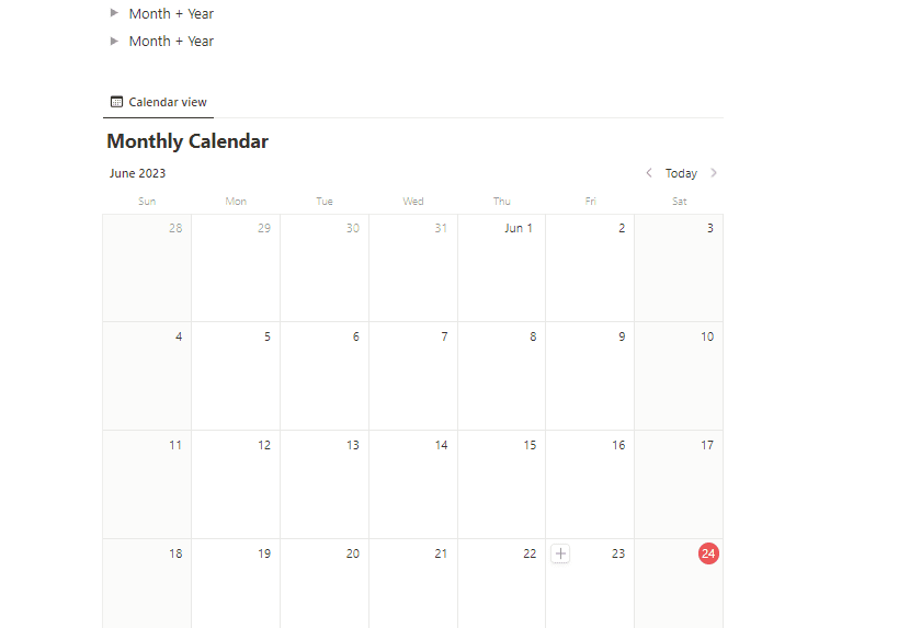 Monthly Calendar