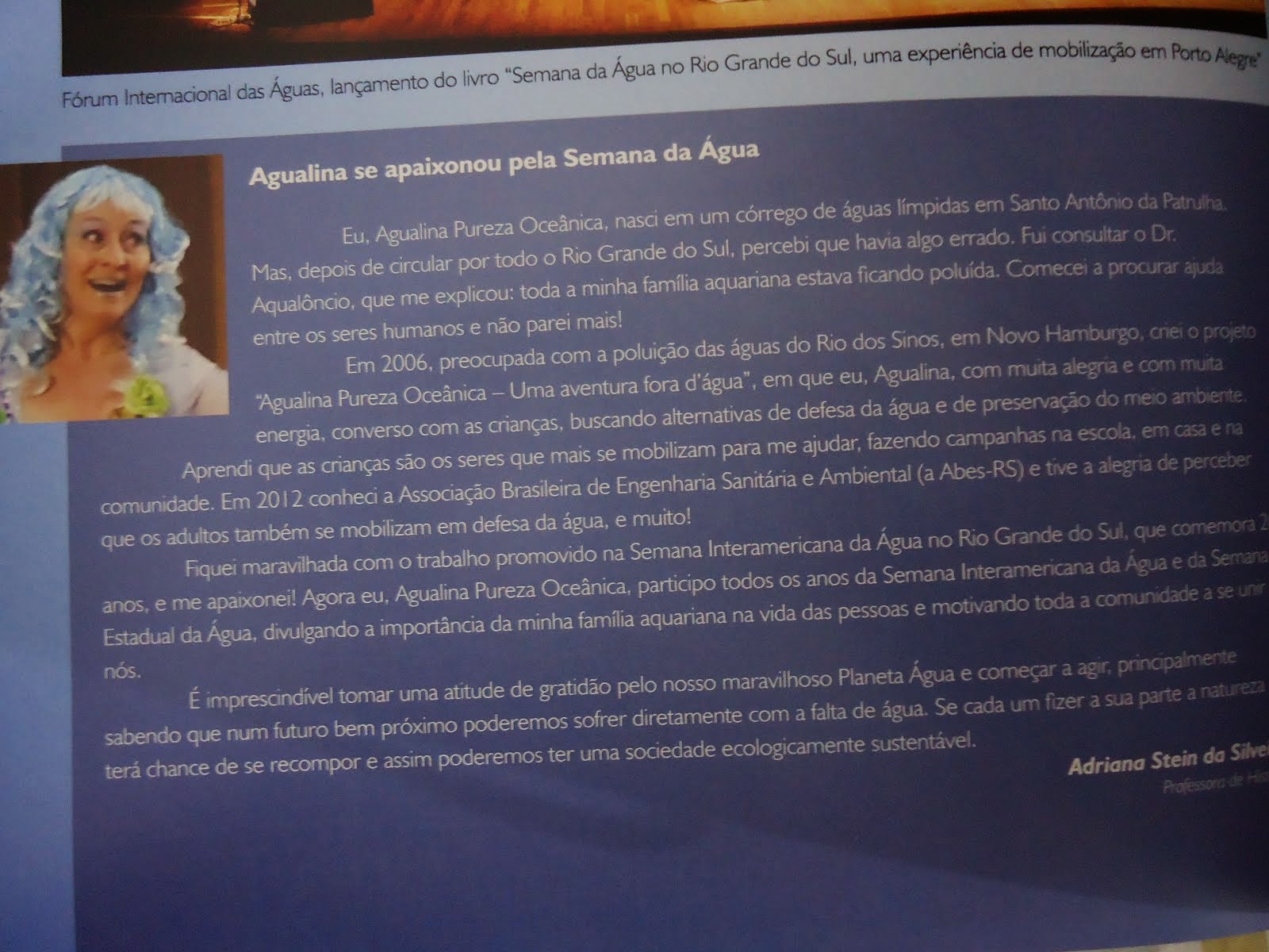 Depoimento da Agualina em livro da ABES RS: