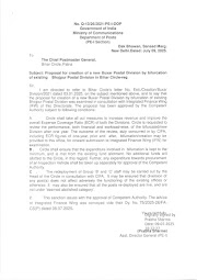 Order for creation of a new Buxar Postal Division by bifurcation of Bhojpur Postal Division in Bihar Circle.