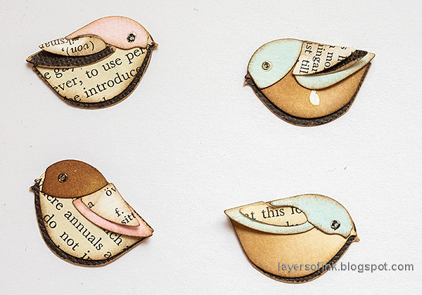 Layers of ink - Woven Paper Card Tutorials by Anna-Karin Evaldsson. Simon Says Stamp Layered Bird Bunch.