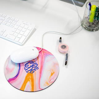 pink spiral pattern mouse pad from marleylilly.com