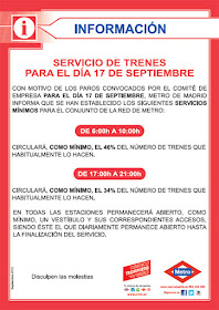 Huelga de Metro en Madrid mañana lunes 17 de septiembre