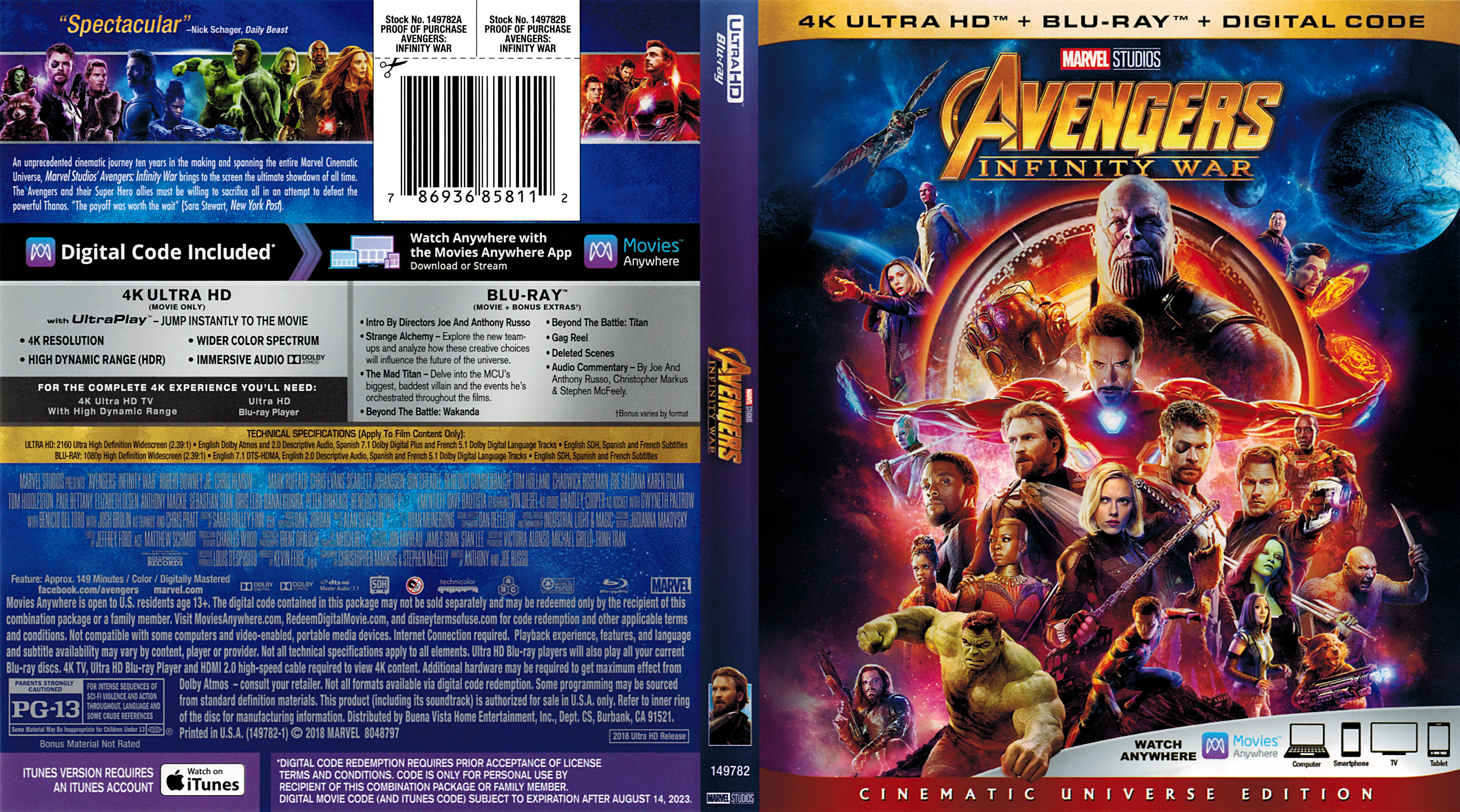 Avengers: Infinity War 4k Bluray Cover | Cover Addict ...