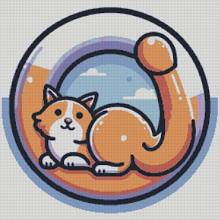 cat in circle Free Cross Stitch Pattern