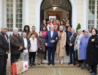 Prince Albert II and Princess Charlene of Monaco Christmas gift distribution