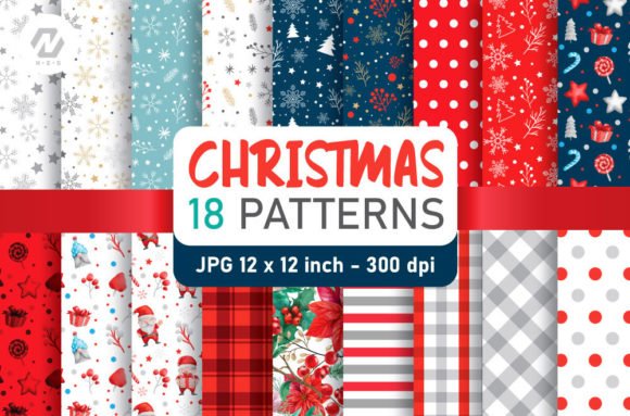 Crella Christmas Digital Paper Patterns Design Compatible with Cameo Silhouette Studio, Cricut and other cutting machines for any crafting projects.