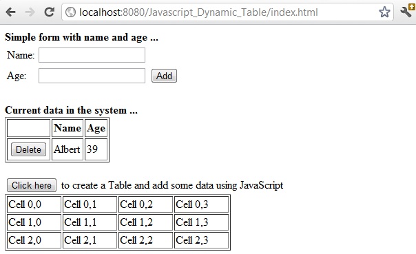 Programmers Sample Guide Dynamically Generate Html Table Using Javascript Document Createelement Method