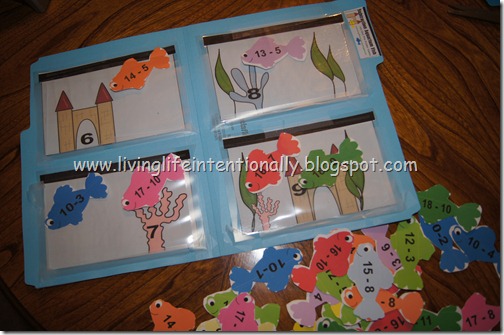 Subtraction Fish File Folder Game 1st