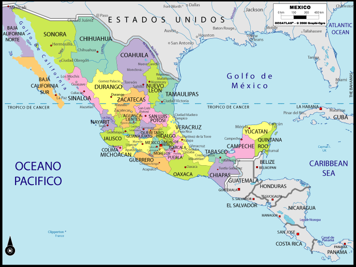 Mexico mapa sin nombres