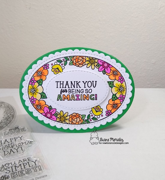 Thank you for being amazing by Diane featiures Best Mom Oval and Oval Frames by Newton's Nook Designs; #inkypaws, #newtonsnook, #cardmaking, #friendshipcards