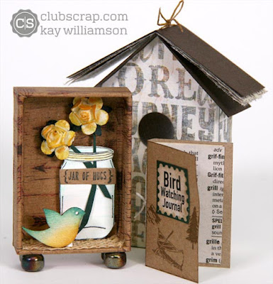 Adorable matchbox birdhouse made by Kay Williamson with the Club Scrap Adirondacks collection! #clubscrap