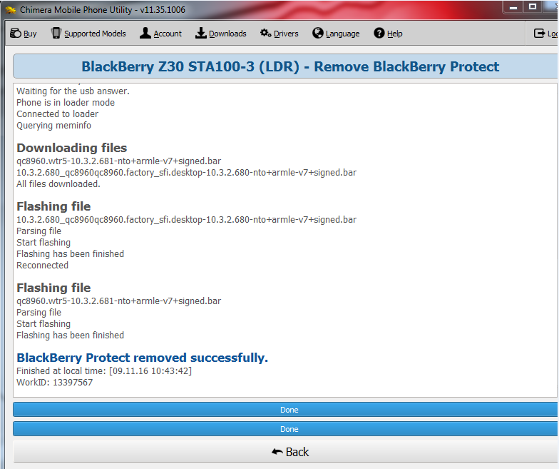 blackberry z30 STA100-3 remove ID blackberry ok