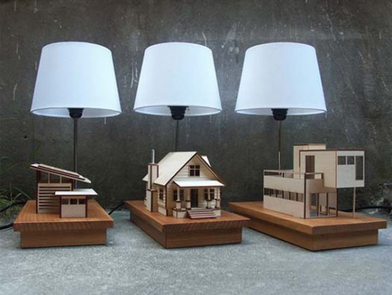 Miniature houses with lighting system