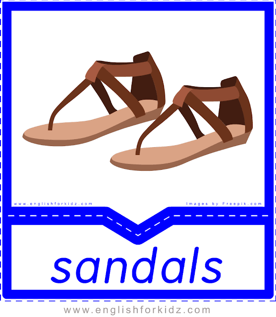 Sandals - English clothes and accessories flashcards for ESL students