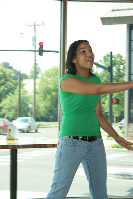 Miranda performs her monologue at Whole Foods.