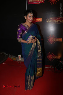 Actress Hebha Patel Stills in Green Silk Saree at Gemini TV Puraskaralu 2016 Event  0076.JPG