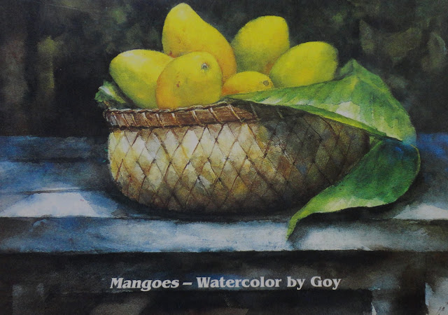 Mangoes watercolor postcard