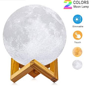 Moon Lamp, 3D Printing LED Night Light Lunar Moon Light with Stand and Warm & Cool Two Colors and Dimmable & USB Rechargeable for Baby Kids Lover Birthday Christmas Gifts(Diameter 4.7 inch) 