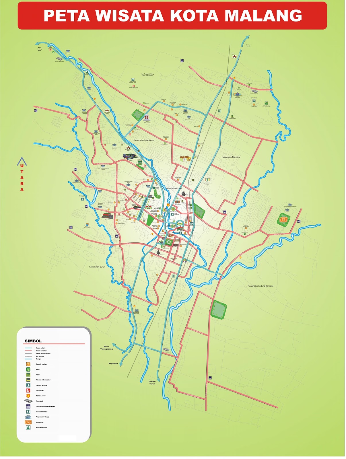 AMAZING INDONESIA MALANG  CITY AND DISTRICT MAP