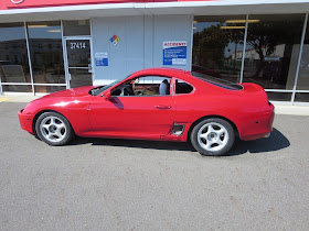 New paint on 1995 Toyota Supra at Almost Everything Auto Body--customer wants to reassemble himself