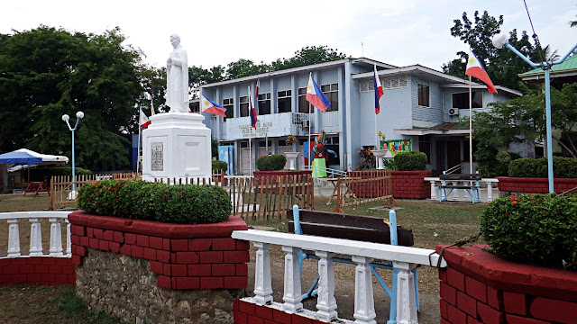 Padre Burgos monument with the municipal hall in the background at Padre Burgos, Southern Leyte