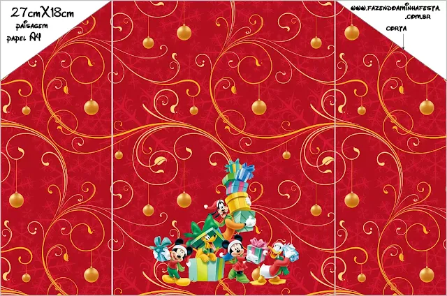 Christmas with Mickey and His Friends: Free Printable Invitation and Card.