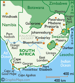 mapa da África do Sul